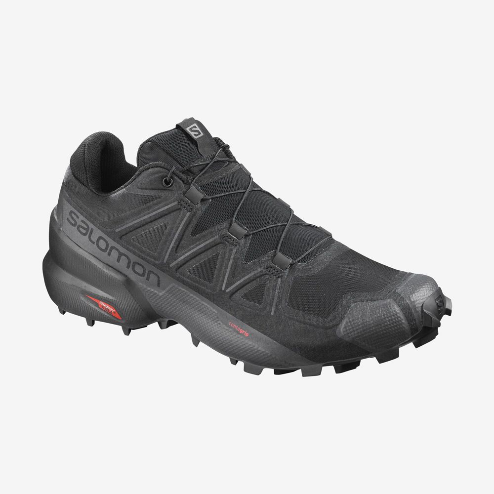 Salomon Israel SPEEDCROSS 5 WIDE - Mens Trail Running Shoes - Black (KDTG-69508)